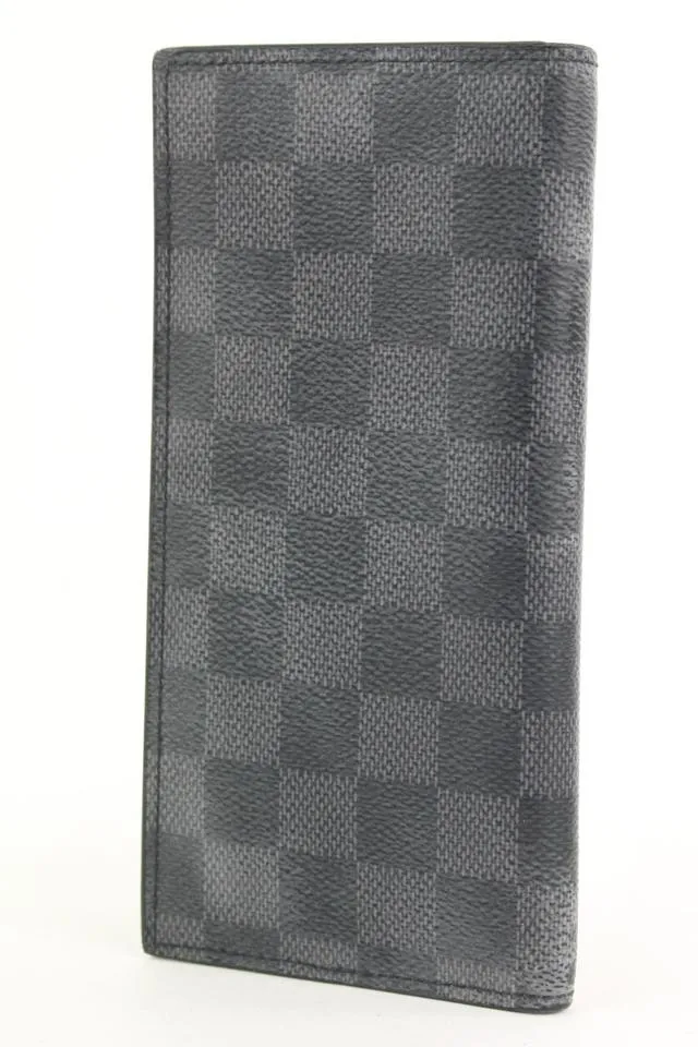 Louis Vuitton Damier Graphite Brazza Wallet Long Flap Black Grey 312lvs517