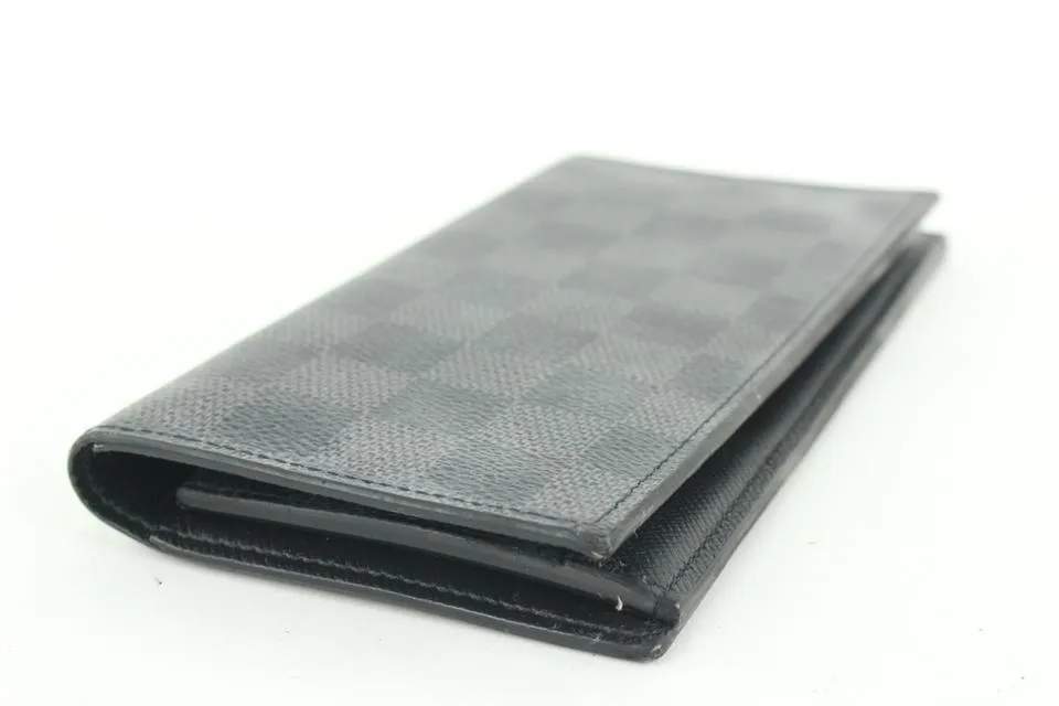 Louis Vuitton Damier Graphite Brazza Wallet Long Flap Black Grey 312lvs517