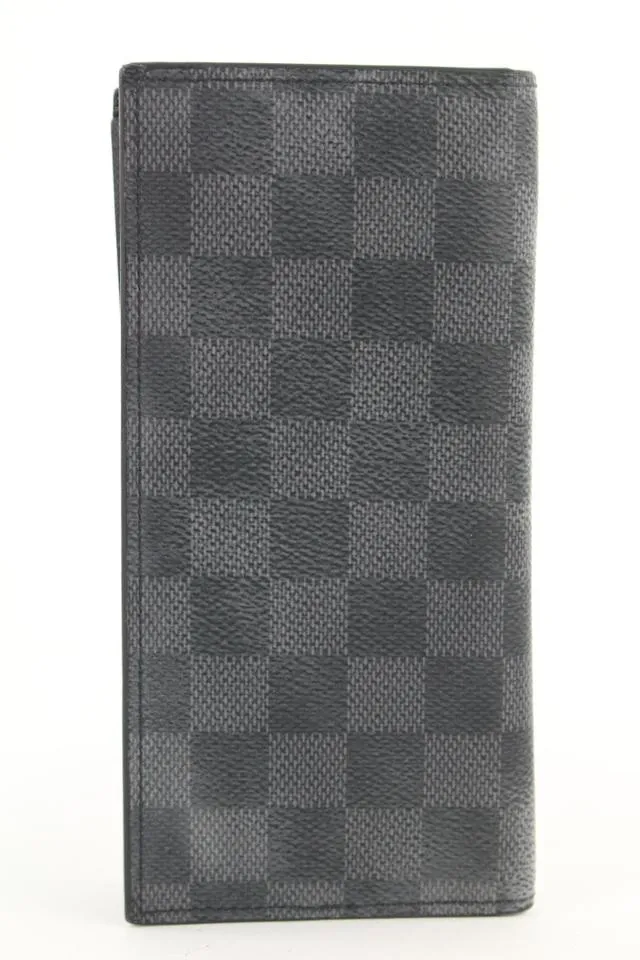Louis Vuitton Damier Graphite Brazza Wallet Long Flap Black Grey 312lvs517