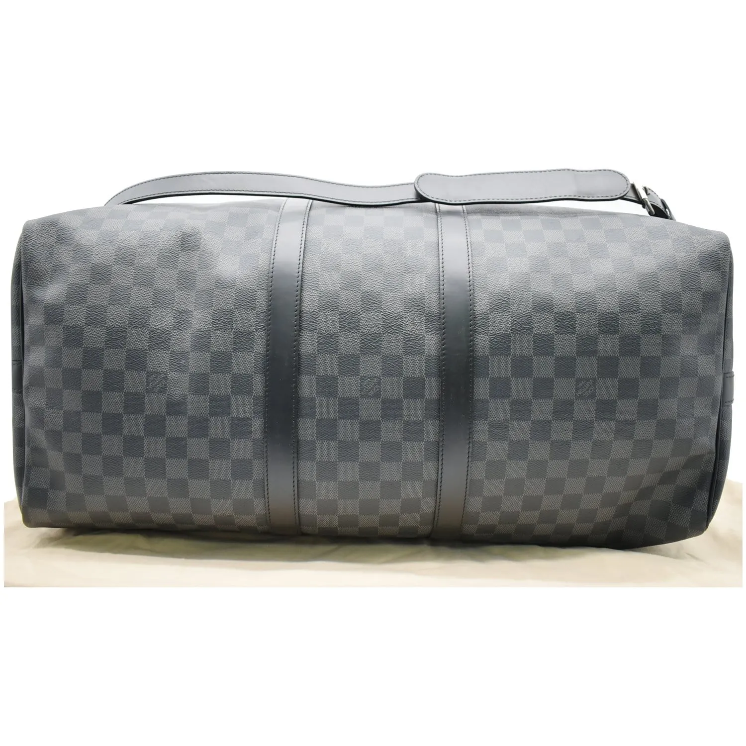 LOUIS VUITTON Keepall 55 Damier Graphite Bandouliere Travel Bag Black