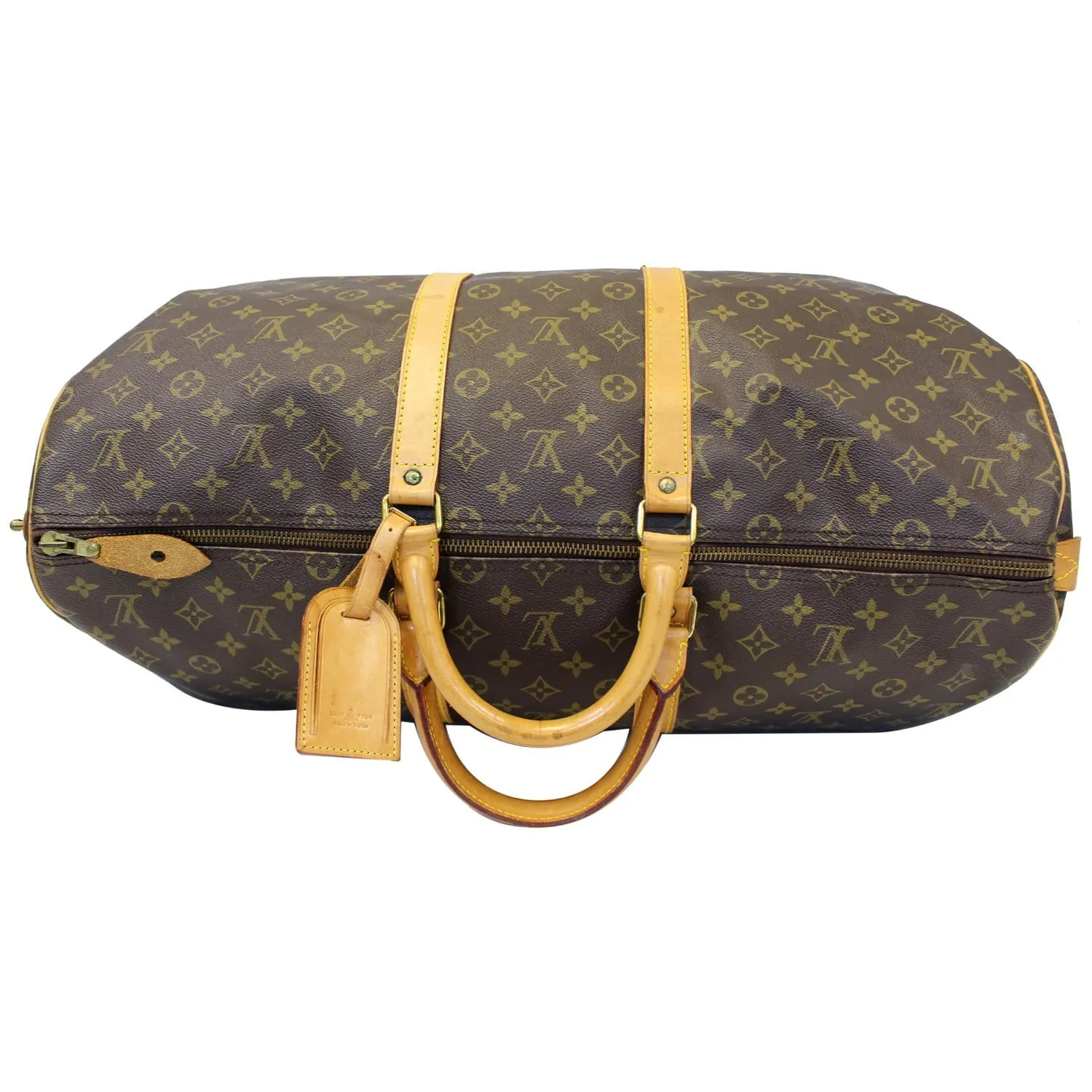 LOUIS VUITTON Keepall 55 Monogram Canvas Travel Bag Brown Vintage