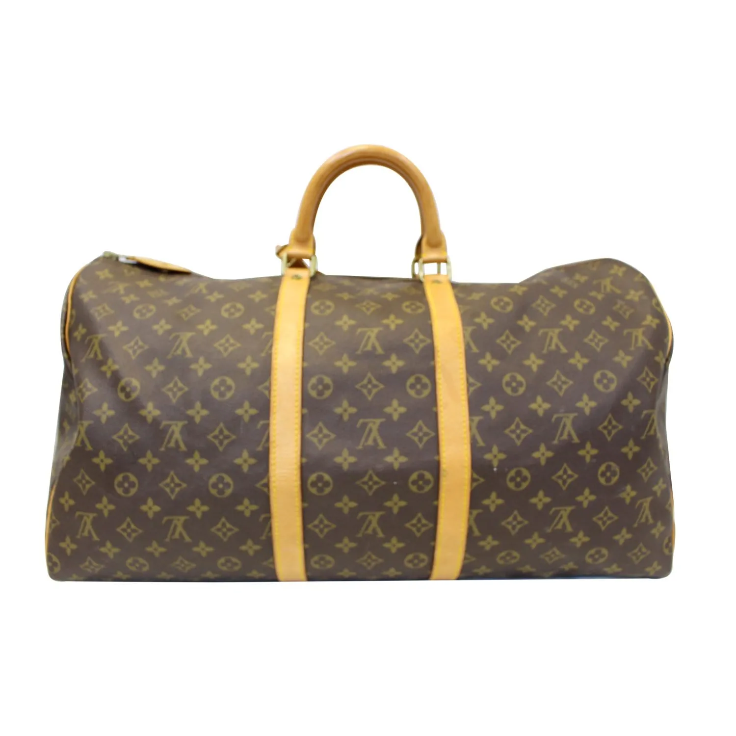 LOUIS VUITTON Keepall 55 Monogram Canvas Travel Bag Brown Vintage