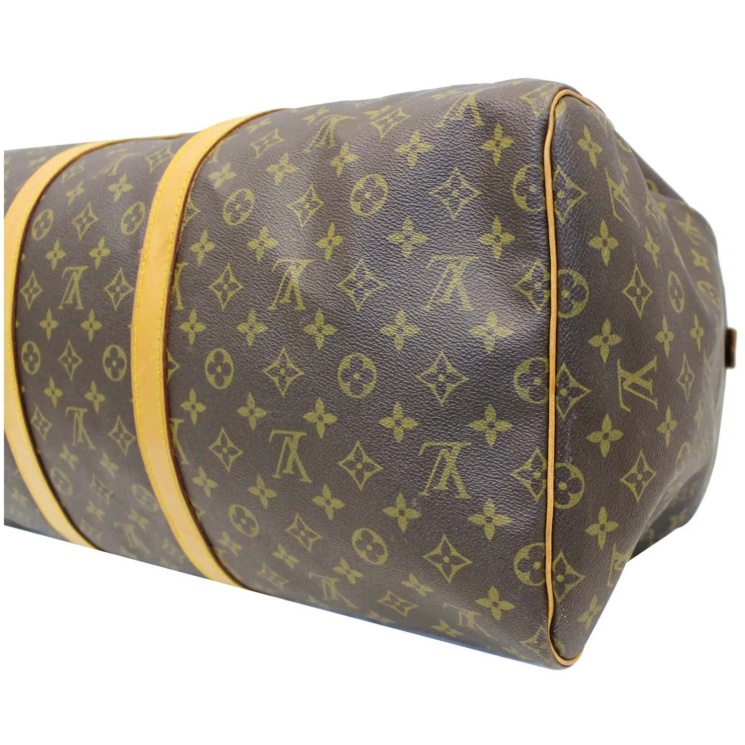 LOUIS VUITTON Keepall 55 Monogram Canvas Travel Bag Brown Vintage
