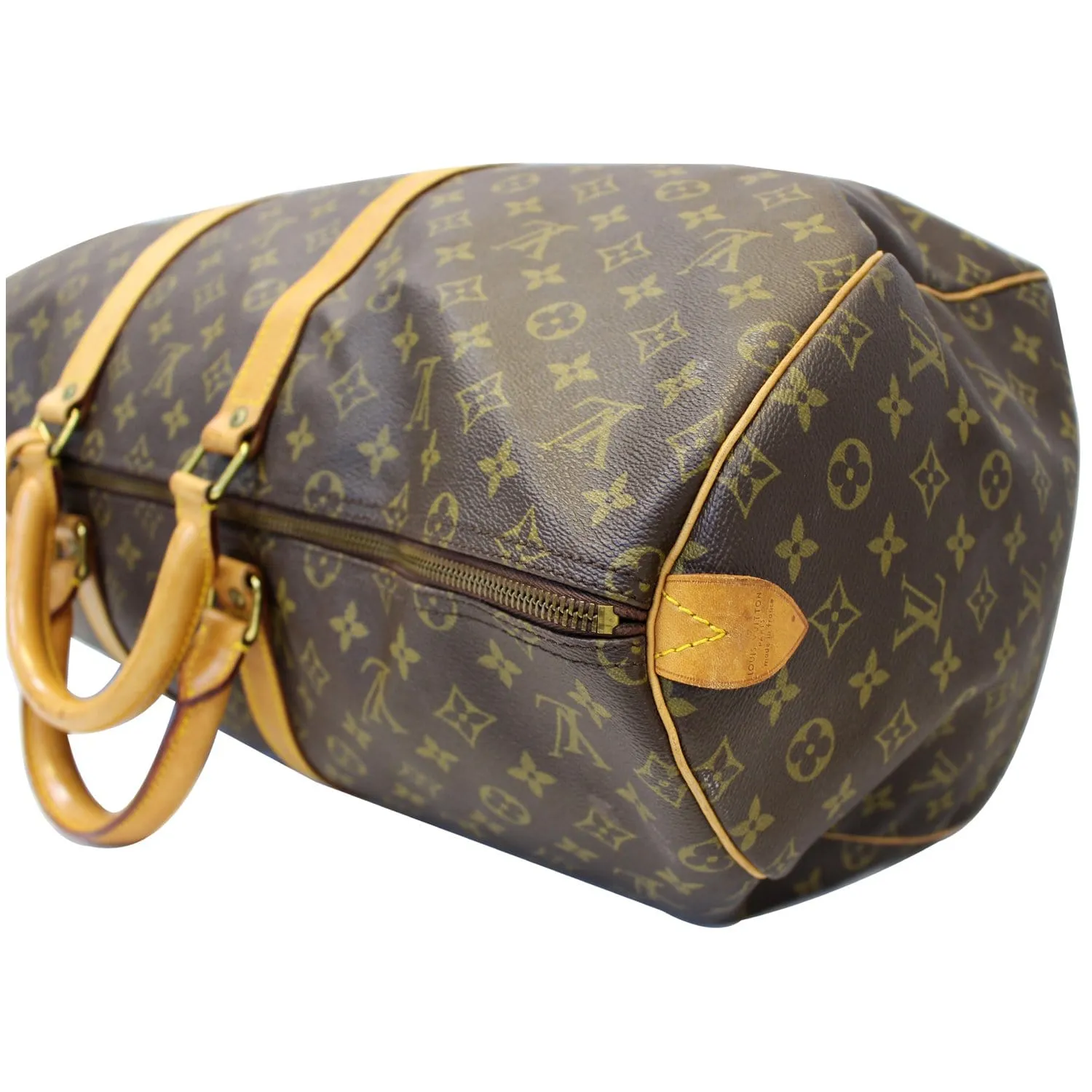 LOUIS VUITTON Keepall 55 Monogram Canvas Travel Bag Brown Vintage
