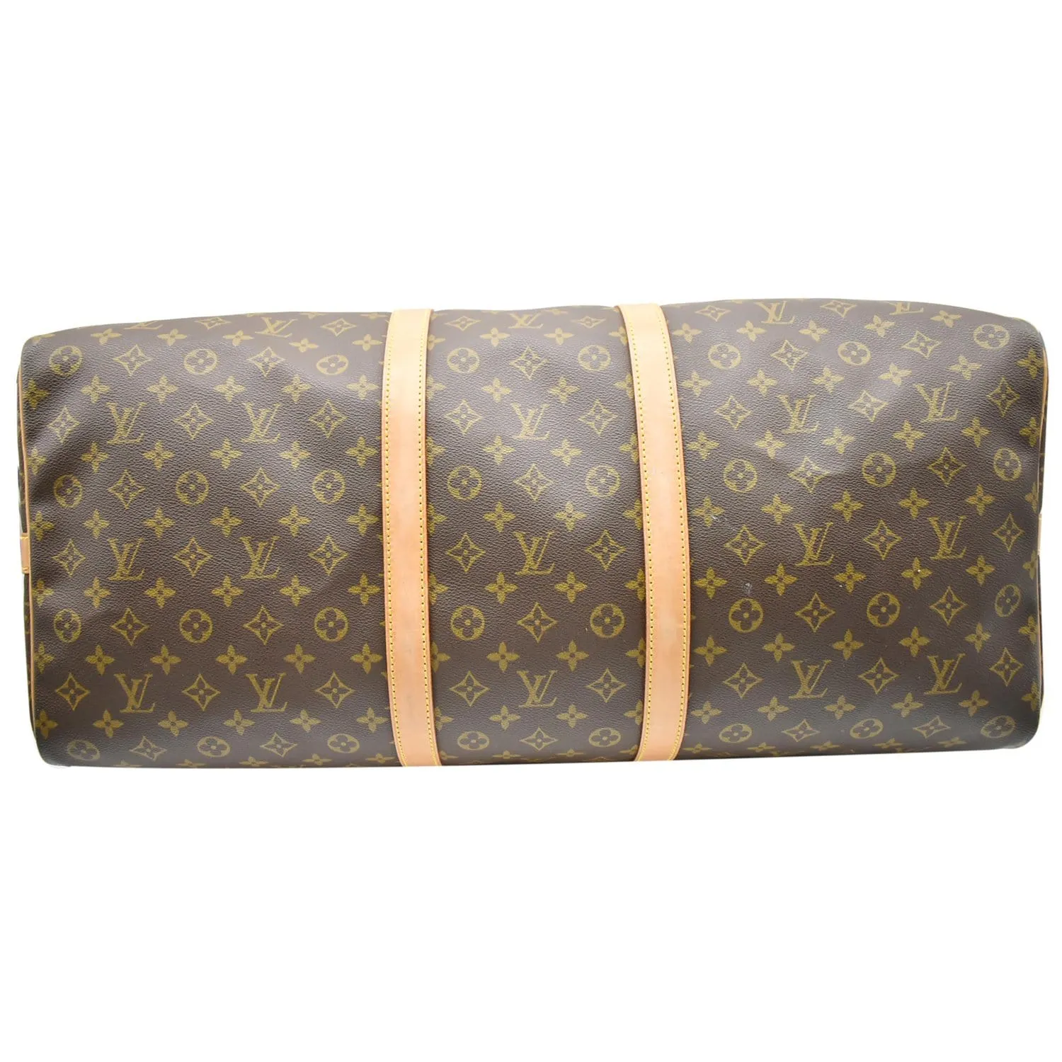 LOUIS VUITTON Keepall 60 Bandouliere Monogram Canvas Travel Bag Brown