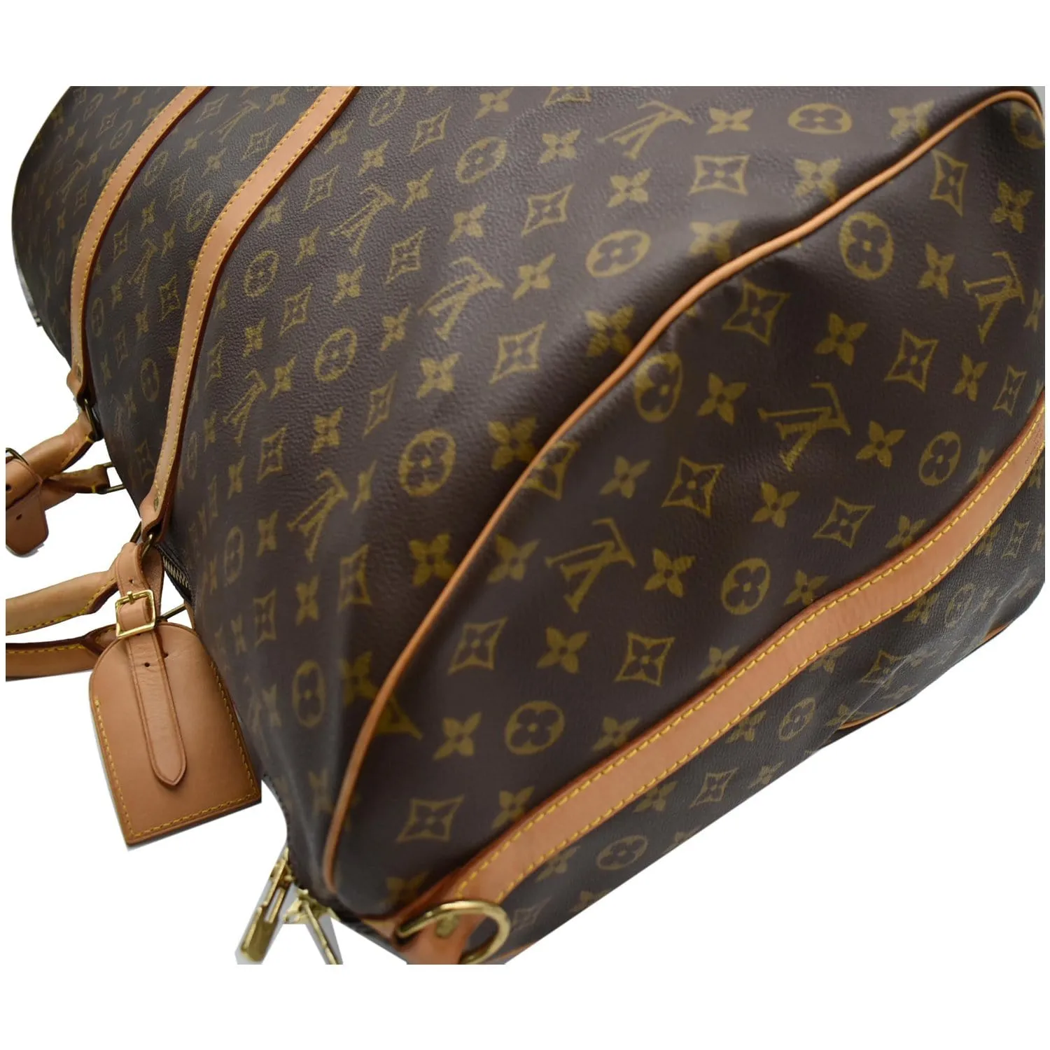 LOUIS VUITTON Keepall 60 Bandouliere Monogram Canvas Travel Bag Brown