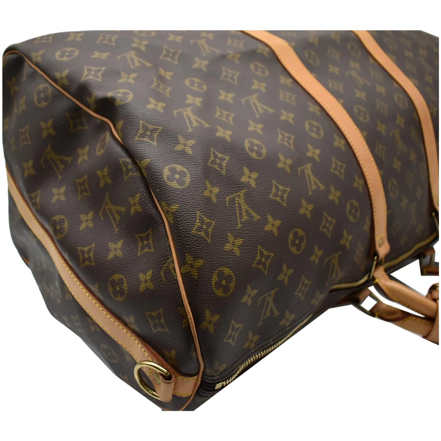 LOUIS VUITTON Keepall 60 Bandouliere Monogram Canvas Travel Bag Brown