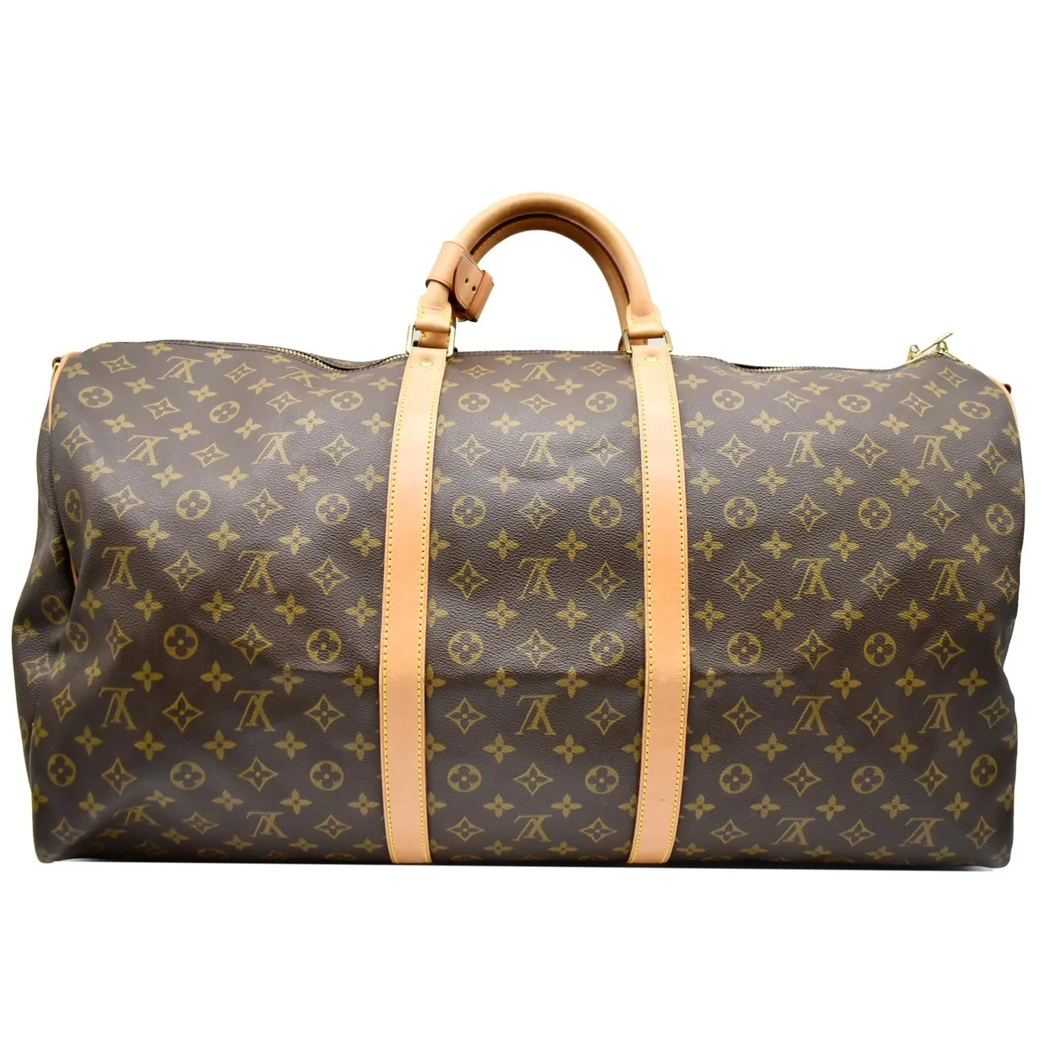 LOUIS VUITTON Keepall 60 Bandouliere Monogram Canvas Travel Bag Brown