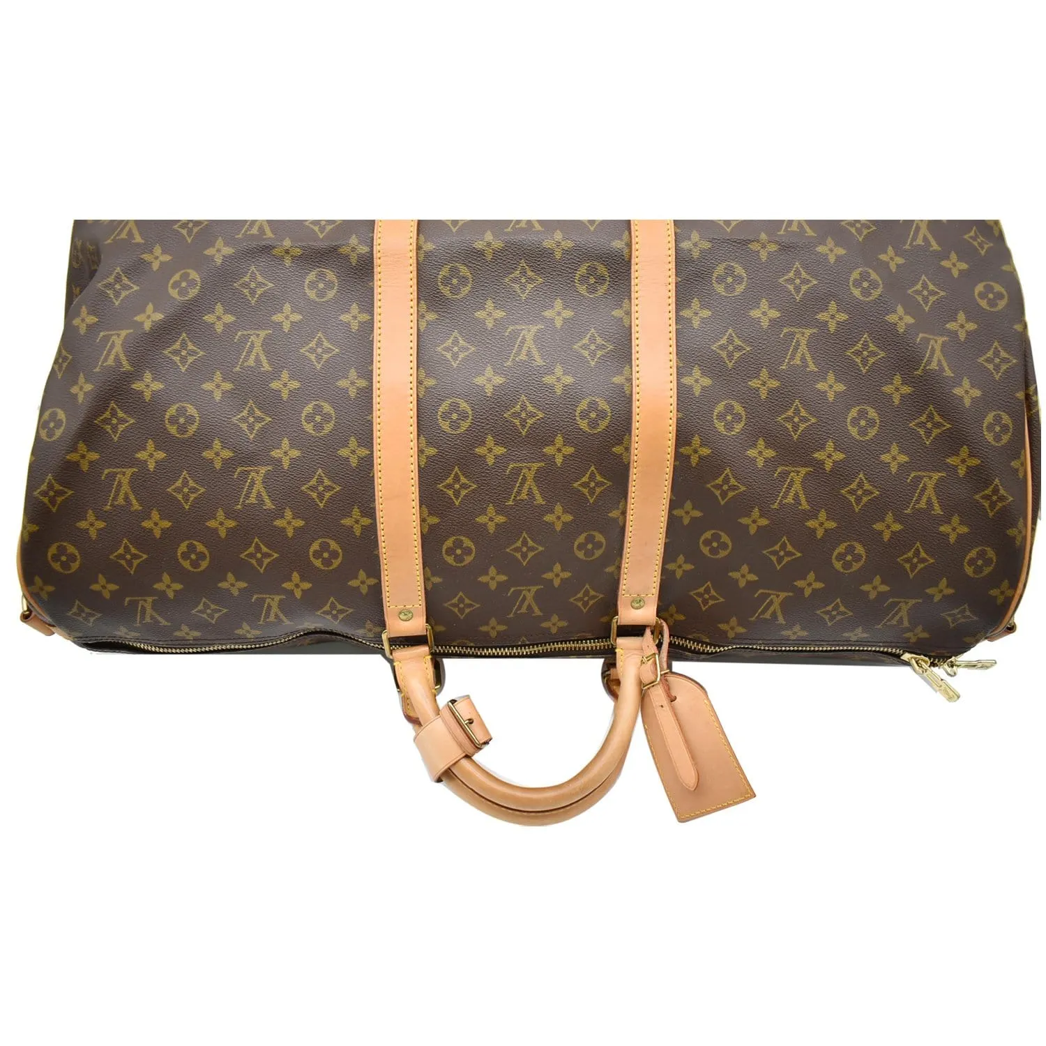LOUIS VUITTON Keepall 60 Bandouliere Monogram Canvas Travel Bag Brown