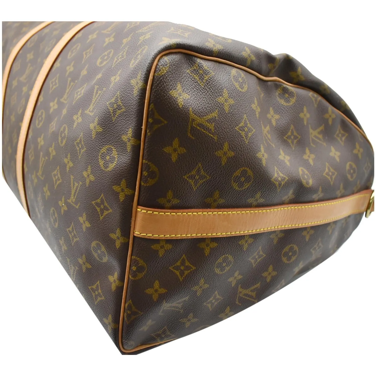 LOUIS VUITTON Keepall 60 Bandouliere Monogram Canvas Travel Bag Brown