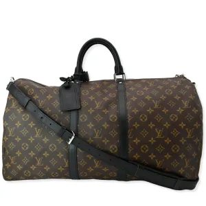 LOUIS VUITTON Keepall Bandouliere 55 Monogram Canvas Travel Bag Brown