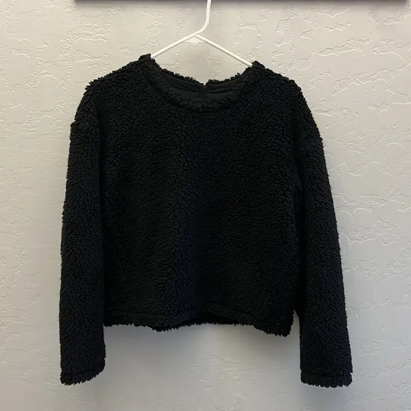 LULULEMON Wool Whenever Crew Sweater Sherpa Teddy Pullover Black - Size 4