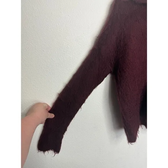 Madewell Size XXS Brushed Polo Sweater Heather Currant Fuzzy Knit Pullover NWT