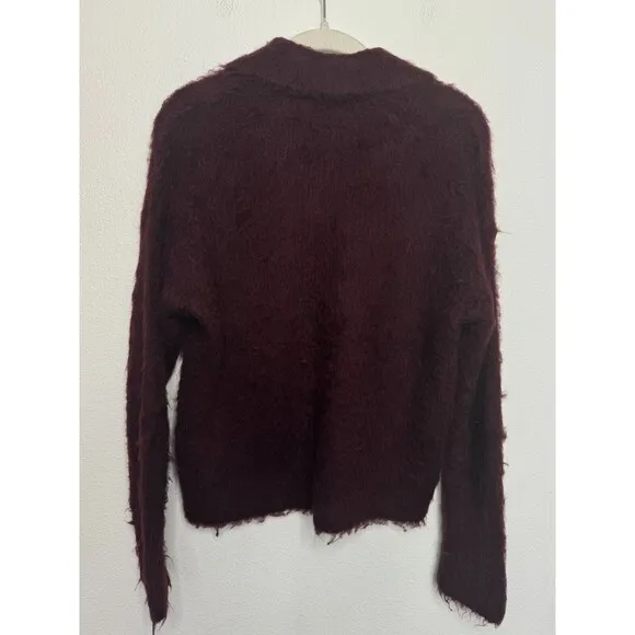 Madewell Size XXS Brushed Polo Sweater Heather Currant Fuzzy Knit Pullover NWT