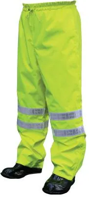 MCR Safety Pro Grade Rain Pants, Polyester/Polyurethane, Hi-Viz Lime, Medium, 598RPWM