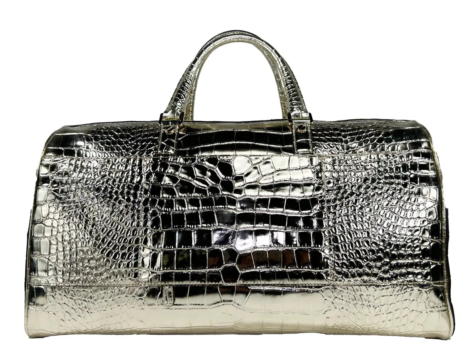 Michael Kors Bedford Travel XL Embossed Duffle Bag Weekender Gold
