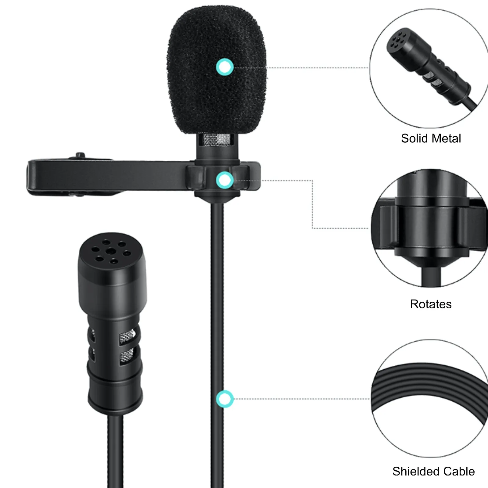 Micronic 3 Pin XLR Phantom Power Lavaliere Lapel Omni-Directional Microphone 3 Metre Cable Length
