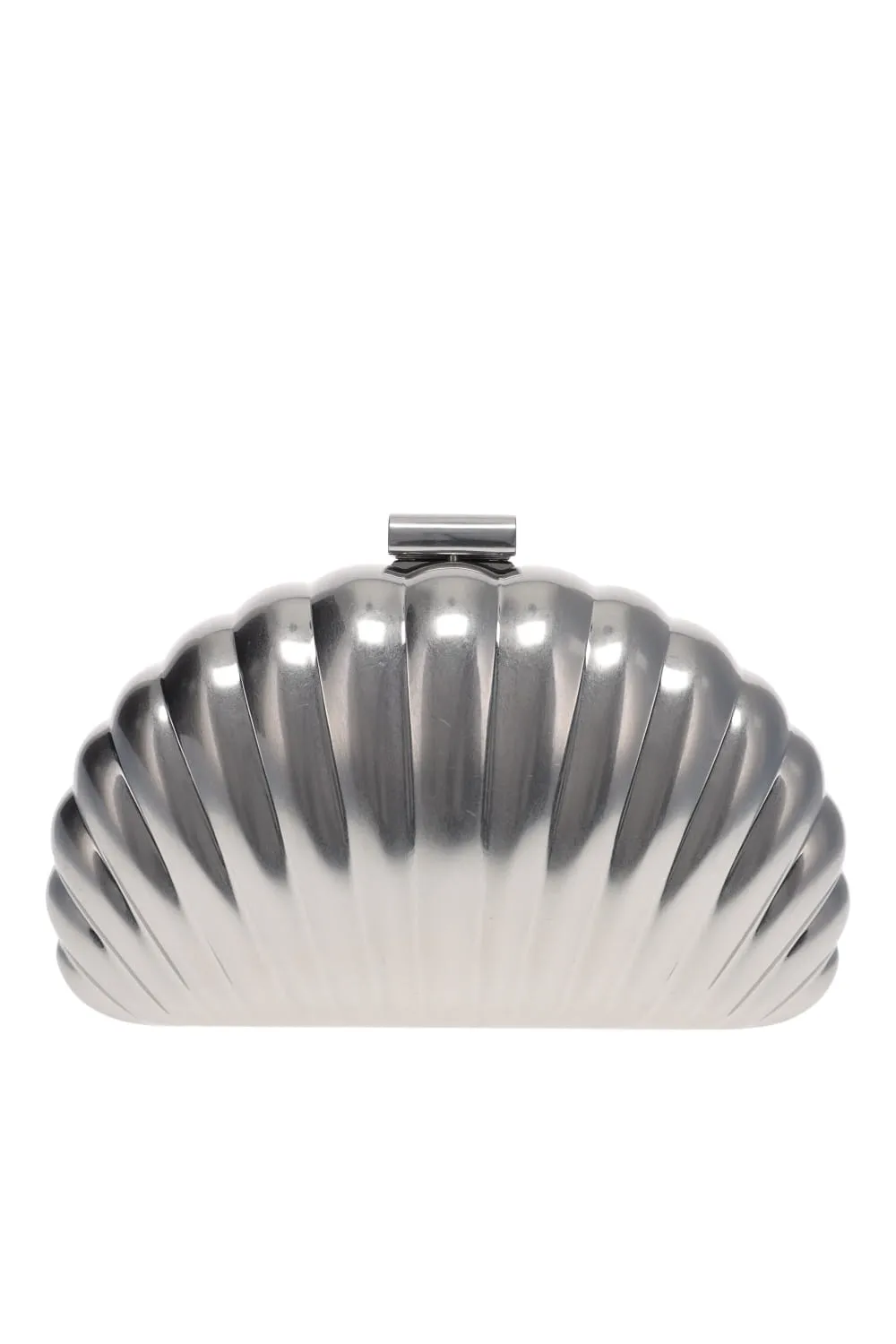 Monet Silver Metallic Shell Clutch