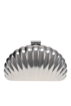 Monet Silver Metallic Shell Clutch