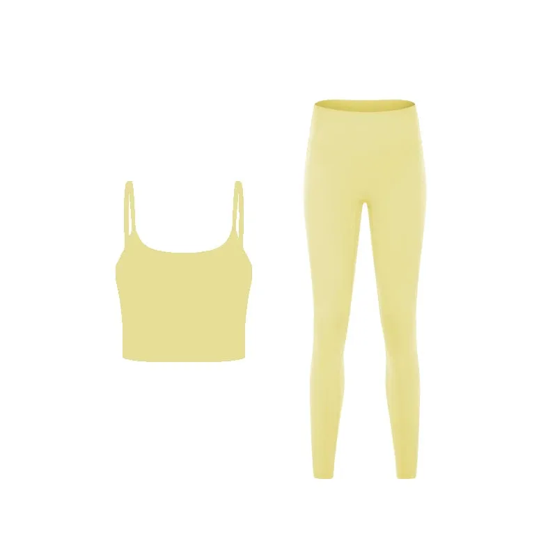 Naked Feeling Gym Set for Women - 2 Piece Sport Bra Crop Top and High Waist Yoga Leggings