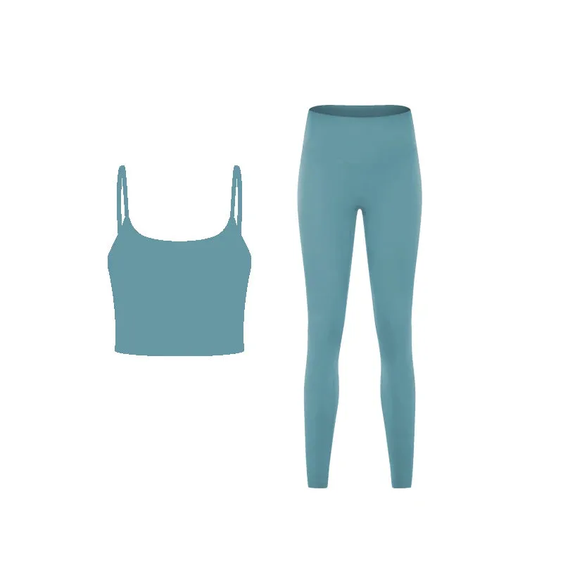 Naked Feeling Gym Set for Women - 2 Piece Sport Bra Crop Top and High Waist Yoga Leggings