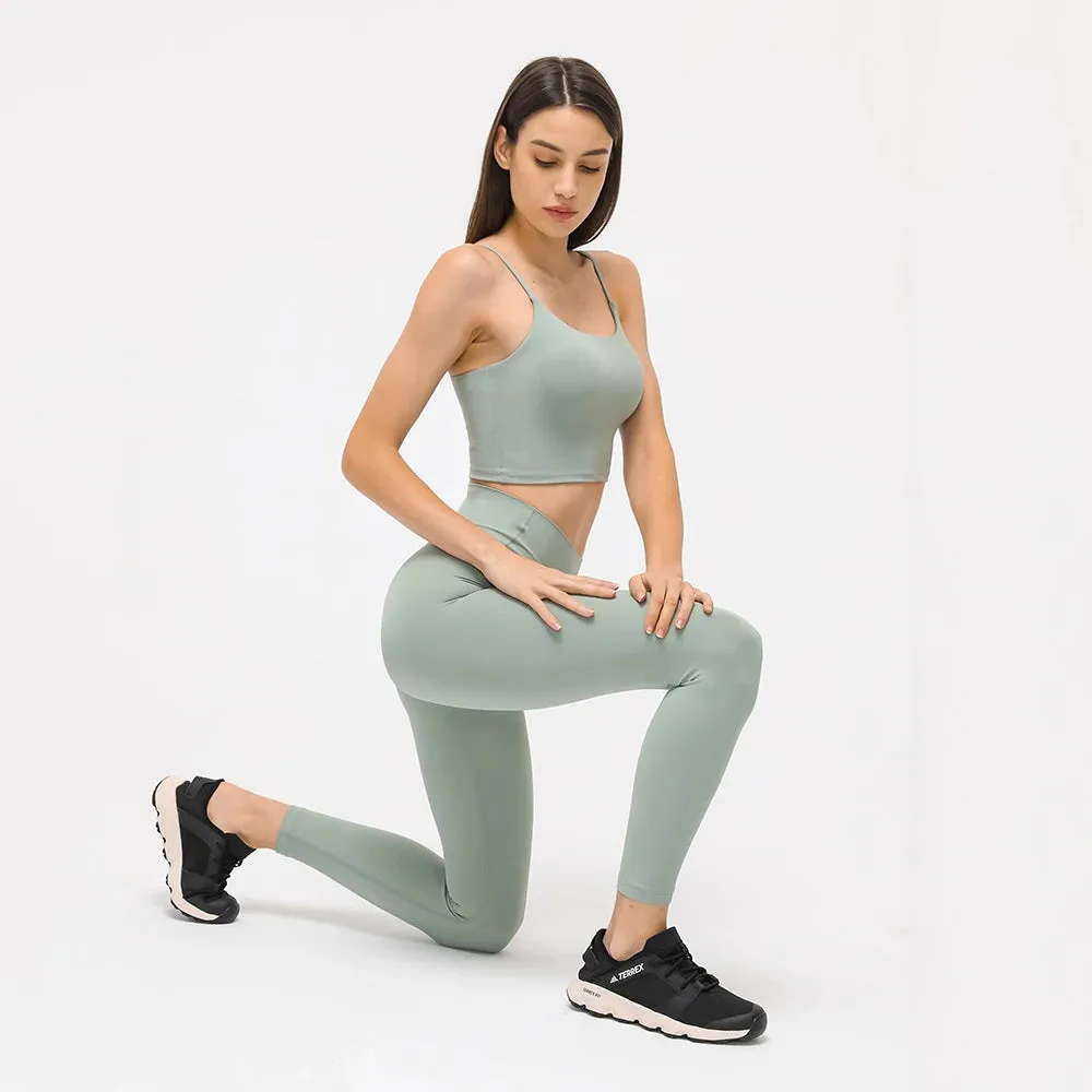 Naked Feeling Gym Set for Women - 2 Piece Sport Bra Crop Top and High Waist Yoga Leggings