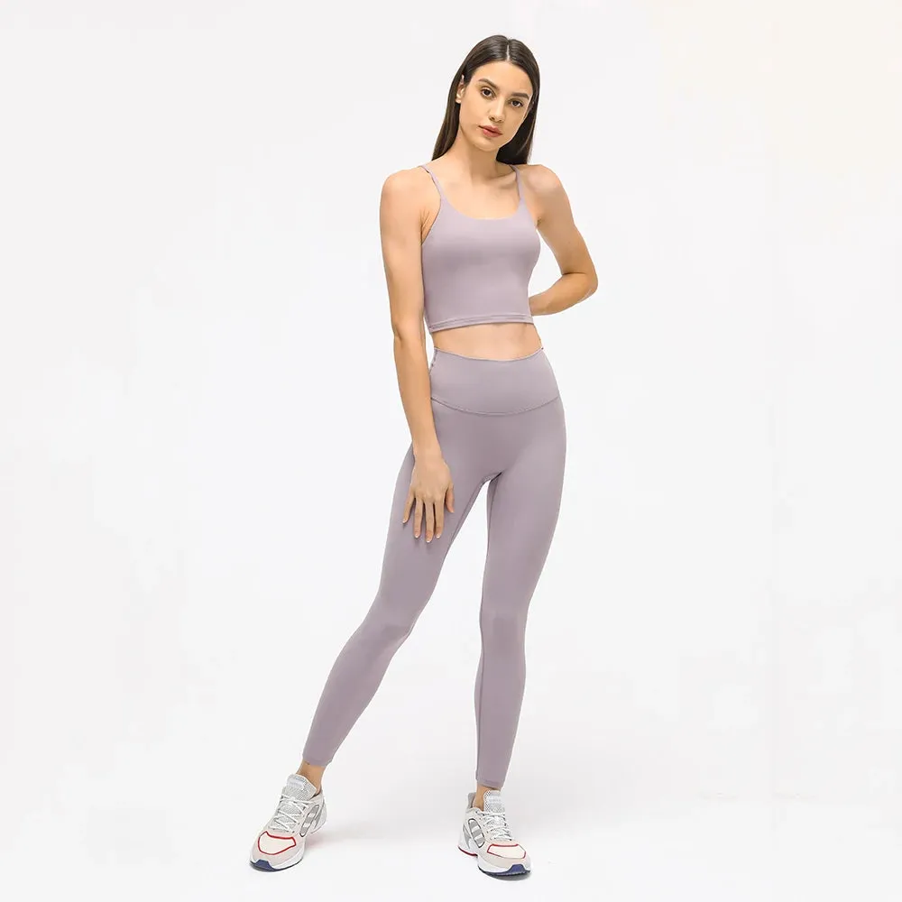 Naked Feeling Gym Set for Women - 2 Piece Sport Bra Crop Top and High Waist Yoga Leggings