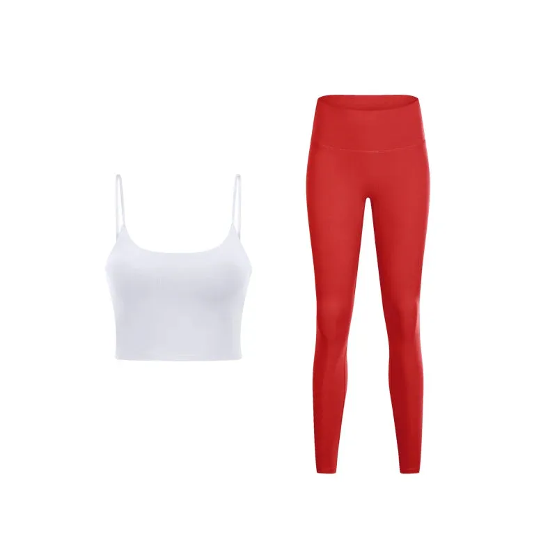 Naked Feeling Gym Set for Women - 2 Piece Sport Bra Crop Top and High Waist Yoga Leggings