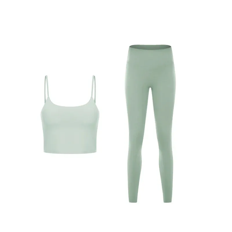 Naked Feeling Gym Set for Women - 2 Piece Sport Bra Crop Top and High Waist Yoga Leggings