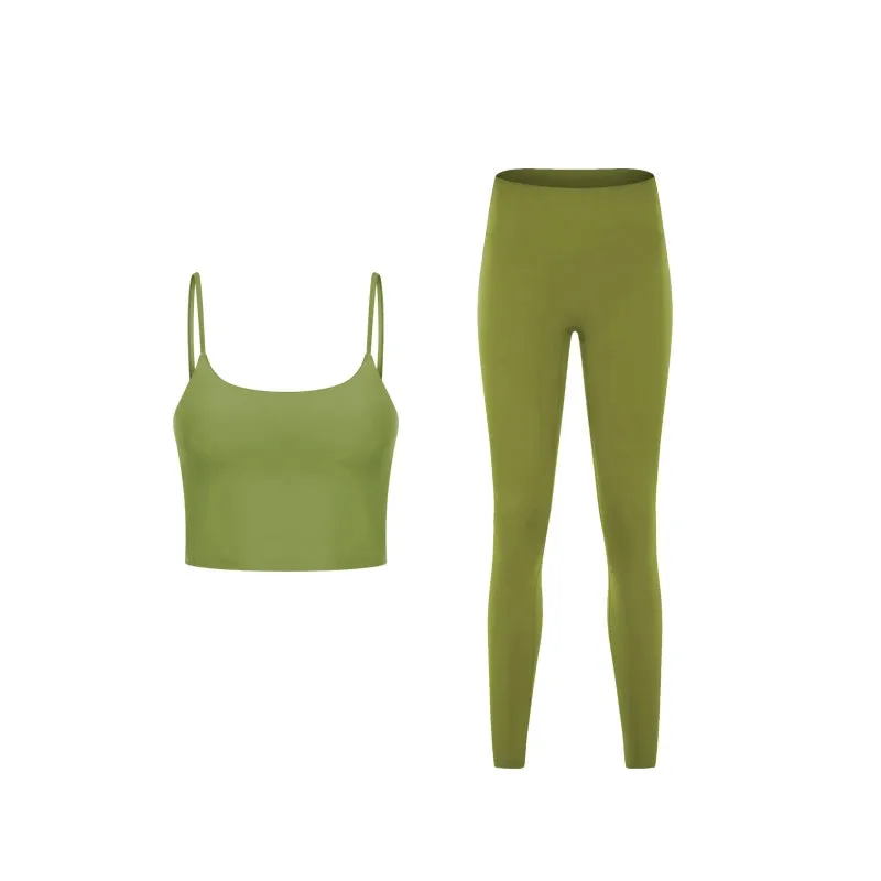 Naked Feeling Gym Set for Women - 2 Piece Sport Bra Crop Top and High Waist Yoga Leggings