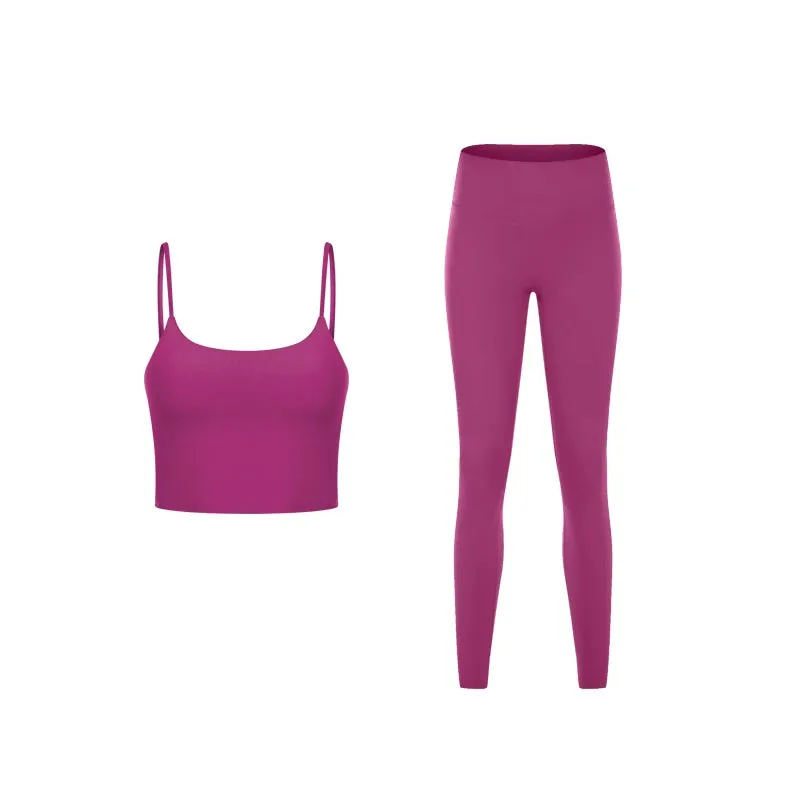 Naked Feeling Gym Set for Women - 2 Piece Sport Bra Crop Top and High Waist Yoga Leggings