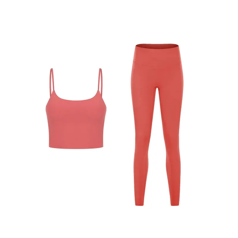 Naked Feeling Gym Set for Women - 2 Piece Sport Bra Crop Top and High Waist Yoga Leggings