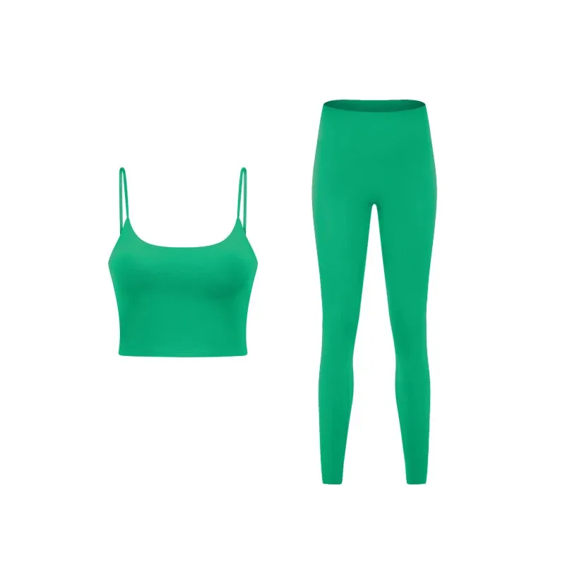 Naked Feeling Gym Set for Women - 2 Piece Sport Bra Crop Top and High Waist Yoga Leggings