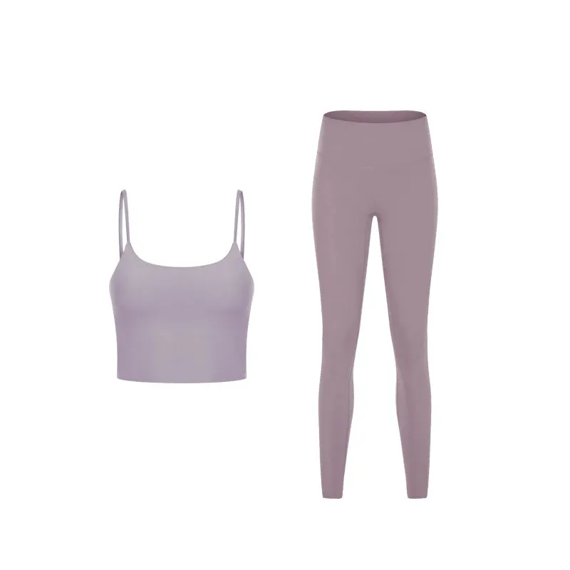 Naked Feeling Gym Set for Women - 2 Piece Sport Bra Crop Top and High Waist Yoga Leggings