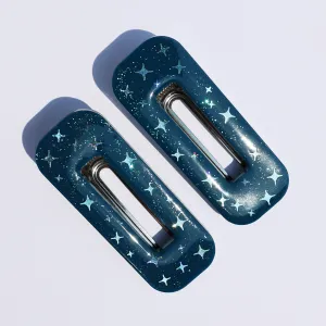 NAVY STARRY BARRETTE SET