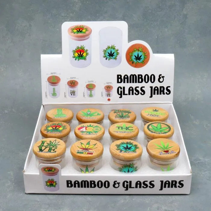 NeverXhale Glass Jar With Bamboo Cap - Assorted Leaf Design