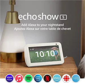 New Echo Show 5 | Smart display with Alexa and 2 MP camera | Glacier White