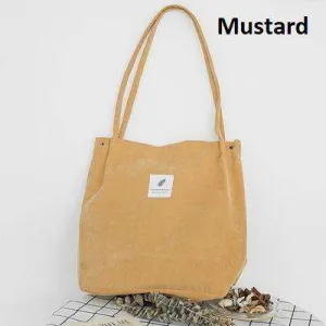 New Mustard Cord Tote Bag! Your new 'take to the cafe' tote bag.