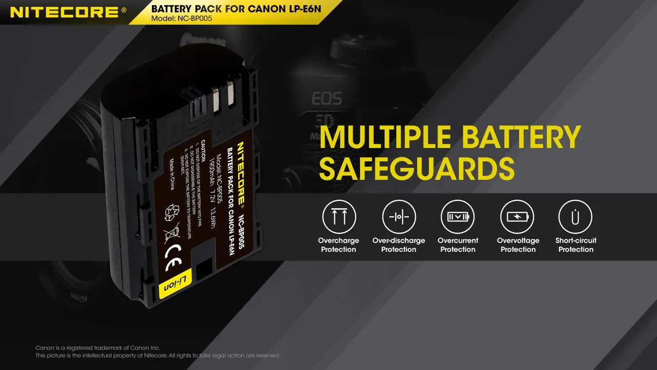 Nitecore NC-BP005 Camera Battery Compatible with Canon LP-E6N