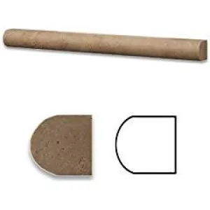 Noce Travertine Honed 1 X 12 Dome Liner Trim Molding - Box of 5 pcs.