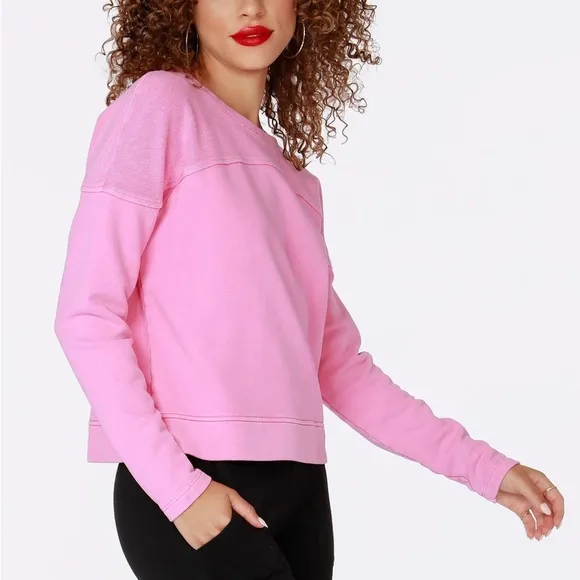 NWT! Bobi Pink Reverse Yoke Pullover Size Small