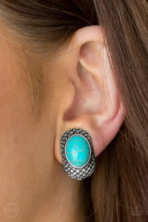 Paparazzi- Bedrock Bombshell -  Blue Clip-On Earrings