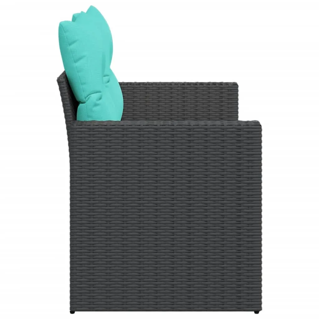 Patio Sofa with Cushions 2-Seater Black Poly Rattan