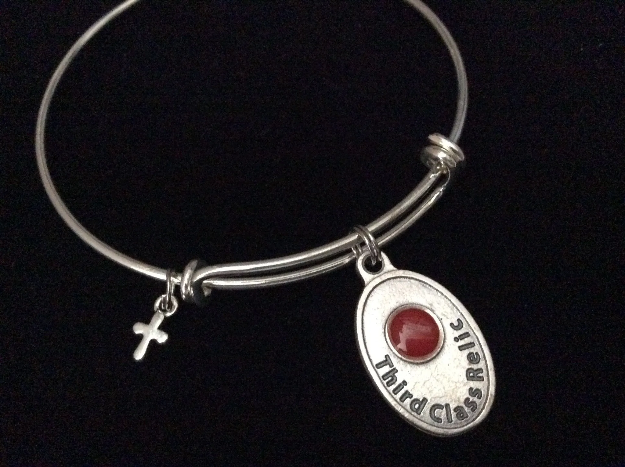 Patron Saint of Healing Saint Pio Rare Relic Medal Silver Expandable Bracelet Double Sided Catholic Adjustable Wire Bangle Stacking Trendy