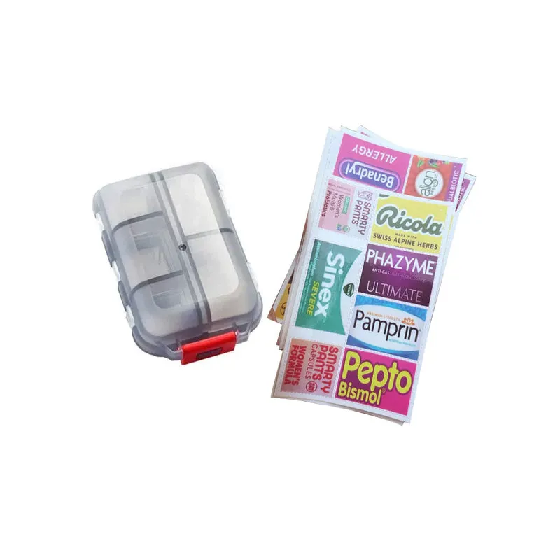 Portable Pill Organizer with Labels