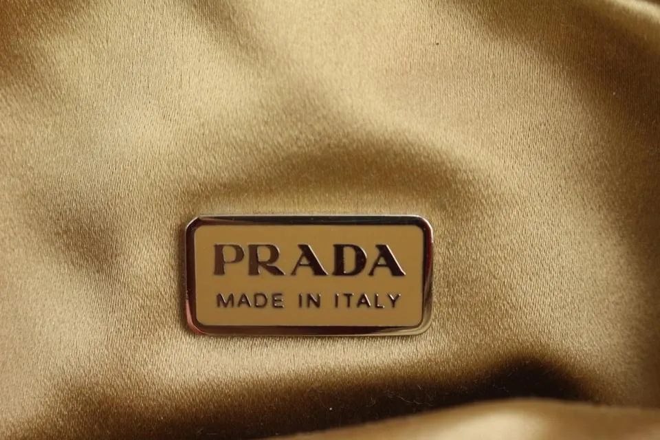 Prada Gold Satin Bejeweled Pochette Camera Case Cosmetic Pouch 1028p9