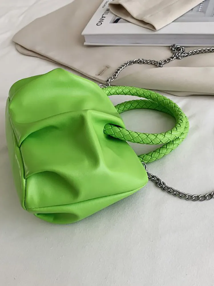 PU Leather Cloud Ruched Bag