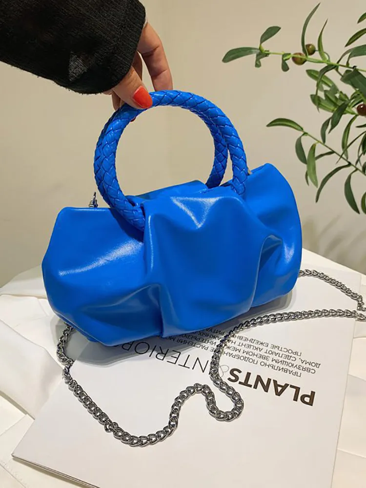 PU Leather Cloud Ruched Bag