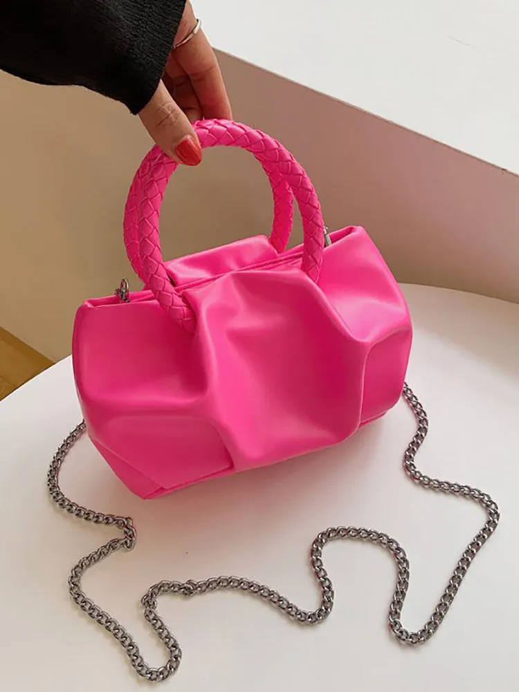 PU Leather Cloud Ruched Bag