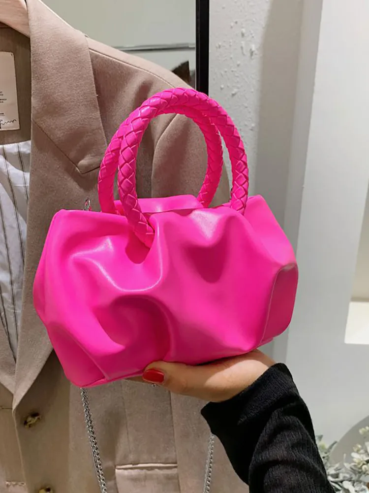 PU Leather Cloud Ruched Bag